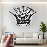 Insegna LED personalizzata per tuttofare | Insegna in metallo personalizzata per officina e garage | Regalo industriale per falegname