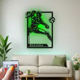 Personalisierte LED-Metall-Wandkunst Volleyballspieler Geschenk für Athleten, Spielzimmer Sportdekoration