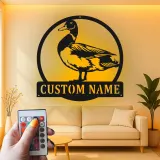 Custom Duck Led Light Metal Wall Art Personalized Gift for Nature Lovers Farmhouse Wall Decor