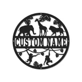 Insegna con Nome Safari Personalizzata | Arte da Parete in Metallo LED per Nursery | Decorazione per Stanza dei Bambini a Tema Giungla | Regalo per Baby Shower Personalizzato