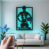 Cartel de metal personalizado con luz LED de jugador de fútbol, regalo personalizado para aficionados al fútbol, decoración para dormitorio deportivo