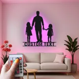 Cartel de metal LED personalizado con silueta familiar, regalo para padres, decoración familiar para el salón