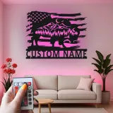 Custom Buffalo American Flag Led Light Metal Wall Art Unique Gift for Nature Lovers Rustic Living Room Decor