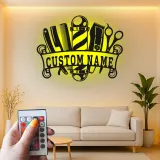 Custom Barber Shop Led Light Metal Wall Art Personalized Gift for Barbers Salon Decor