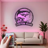 Panneau de pêche personnalisé avec LED | Décoration murale en métal sur mesure | Déco de maison de lac et salle de loisirs | Cadeau pour pêcheur