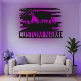Décoration murale en métal personnalisée avec vache et veau en rétroéclairage - Cadeau pour agriculteurs - Décor de maison de campagne rustique