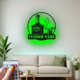 Décoration murale en métal personnalisée avec éclairage LED pour amateurs de bourbon et de cigares