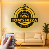 Cartel de metal LED personalizado de horno de pizza, regalo para amantes de la pizza, decoración de cocina