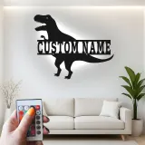 Insegna in metallo personalizzata T-Rex con luce LED regalo per la camera dei bambini decorazione per amanti dei dinosauri