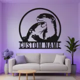 Insegna LED personalizzata con lontra | Arte murale in metallo personalizzata per nursery | Decorazione silhouette animale selvatico | Regalo per amante delle lontre