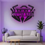 Custom Carpenter Tools Led Light Metal Wall Art Personalized Gift for Woodworkers Workshop Decor 1