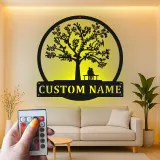 Décoration murale en métal personnalisée Arbre de Vie avec rétroéclairage LED Cadeau romantique pour couples Décor de chambre ou de salon