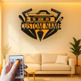 Custom Carpenter Tools Led Light Metal Wall Art Personalized Gift for Woodworkers Workshop Decor 1