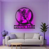 Insegna in metallo personalizzata per giocatore di softball con luce LED regalo per atleti decorazione per sala giochi sportiva