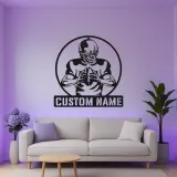 Custom Football Player Metal Sign | Personalized LED Wall Art | Game Room Decor for Boys | Athlete Gift Idea