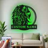 Arte murale in metallo personalizzata con pappagallo | Insegna LED personalizzata per decorazione di patio e ufficio | Targa tropicale per amanti degli uccelli