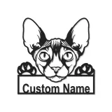 Panneau LED Métal Sphynx Personnalisé | Art Murale Silhouette de Chat de Compagnie Personnalisé | Décor Unique pour Amoureux des Chats