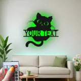 Insegna in metallo personalizzata con silhouette di gatto e luce LED regalo per amanti degli animali decorazione per soggiorno o camera da letto