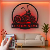 Insegna in metallo LED personalizzata per motociclisti, regalo per lui, decorazione per garage o man cave 1