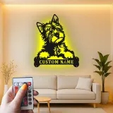 Décoration murale en métal personnalisée avec chien terrier et rétroéclairage LED - Cadeau pour amoureux des animaux