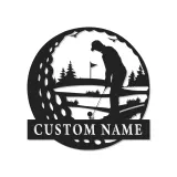 Enseigne LED personnalisée pour golfeur | Décoration murale en métal sur mesure | Cadeau pour amateur de golf | Décor man cave et bureau