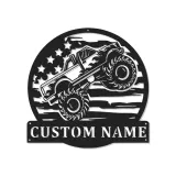Panneau LED Personnalisé Monster Truck | Décoration Murale en Métal pour Garage ou Chambre de Garçon | Cadeau Décor Off-Road pour Lui