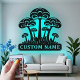 Psychedelic Mushroom LED Sign | Custom Metal Wall Art | Personalized Nature Decor for Bedroom | Fungi Lover Gift
