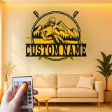 Personalisierte LED-beleuchtete Metall-Wandkunst für Skifahrer – Einzigartiges Geschenk für Ski-Enthusiasten im Berg-Lodge-Dekor