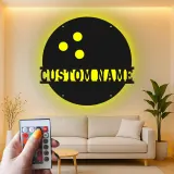 Insegna in metallo personalizzata con luce LED per palline da bowling, regalo personalizzato per appassionati di bowling, decorazione per sala giochi