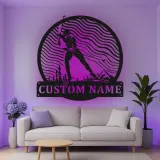 Cartel de metal LED esquiador personalizado regalo de esquí para entusiastas de deportes de invierno decoración de cabaña o refugio