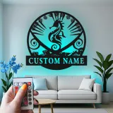 Arte Mural de Metal de Caballito de Mar Personalizado | Decoración Náutica LED para el Océano | Regalo Personalizado para Hogar Costero y Casa de Playa