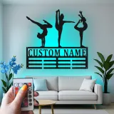 Insegna LED personalizzata per ginnastica | Arte murale in metallo personalizzata | Regalo per ginnasta per cameretta ragazza | Decorazione murale atleta