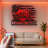 Décoration murale en métal personnalisée avec locomotive de train en rétroéclairage - Cadeau pour passionnés de trains - Décor de man cave