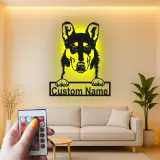Décoration murale en métal LED personnalisée pour les amoureux des chiens - Berger Allemand 3
