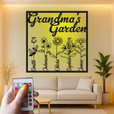 Personalisiertes Omas Garten Schild | Individuelle Metall-Wandkunst mit LED-Lichtern | Familienname-Dekoration | Geschenk für Oma