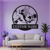 Personalisierte Feen-Namensschild | LED Metall-Wandkunst für das Babyzimmer | Individuelle Mädchenzimmer-Dekoration | Verzauberndes Geschenk mit Beleuchtung