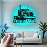 Personalisierte LED-Signatur für Lkw | Individuelle Metall-Wandkunst für große Lkw | Trucker Namensschild für Garage oder Man Cave | Geschenk für Ihn