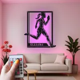 Personalized Female Runner Metal Wall Art | LED Name Sign for Athlete's Room | Custom Track & Field Gift
