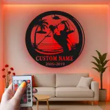 Panneau métallique personnalisé pour golfeur | Décoration murale LED pour bureau et maison | Cadeau personnalisé pour amateur de golf | Déco de man cave