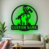 Insegna in Metallo Boscaiolo Personalizzata | Arte da Parete LED Woodsman | Regalo Personalizzato per Lui | Decorazione Rustica per Cabin e Garage