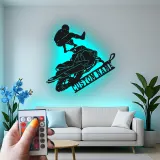 Cartel de metal personalizado para moto de nieve | Señal LED de deportes extremos | Decoración mural personalizada para garaje | Regalo para motonieve