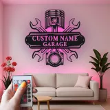Insegna LED personalizzata per garage | Insegna in metallo personalizzata per meccanici | Regalo per papà appassionato di auto | Decorazione officina