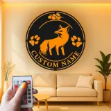 Insegna in metallo LED con volpe su misura | Decorazione murale personalizzata con fauna selvatica | Arredo rustico per casa e baita per amanti della natura