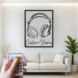 Insegna LED cuffie personalizzata | Decorazione murale in metallo su misura per studio musicale | Decor con nome per DJ | Idea regalo per musicista