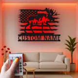 Custom Moose Metal Wall Art | Personalized LED American Flag Sign | Rustic Cabin Decor & Lodge Gift