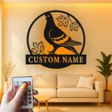 Personalized Pigeon LED Sign | Custom Metal Bird Art | Nature Lover Gift & Home Decor | Realistic Silhouette with Name