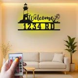 Insegna Indirizzo Faro LED | Arte di Benvenuto in Metallo Personalizzata | Decorazione Nautica per Casa al Mare e Clinica Costiera