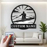 Custom Rowing Metal Sign with LED | Personalized Rower Wall Art | Crew Team Name Plaque for Boathouse | Athlete Gift