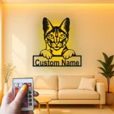 Custom Cat Led Light Metal Wall Art Personalized Gift for Cat Lovers Living Room or Bedroom Pet Decor