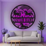 Custom Unicorn and Rainbow Led Light Metal Wall Art Personalized Gift for Kids Nursery Room Decor